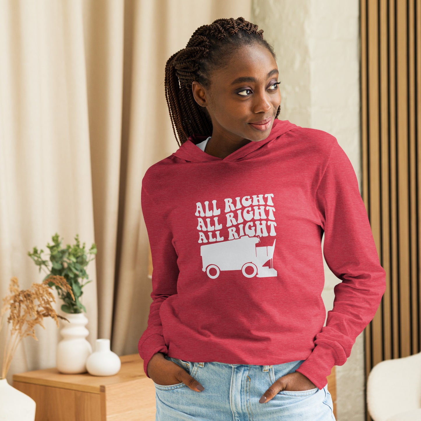 All Right! Unisex Hooded Long-Sleeve Tee